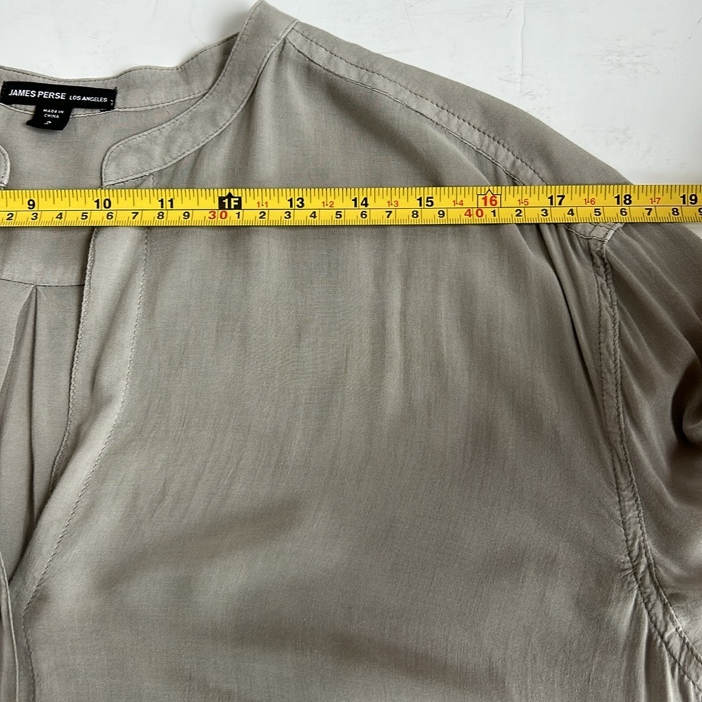 James Perse mandarin collar taupe gray brown long sleeve shirt dress 100% viscos - Picture 13 of 16